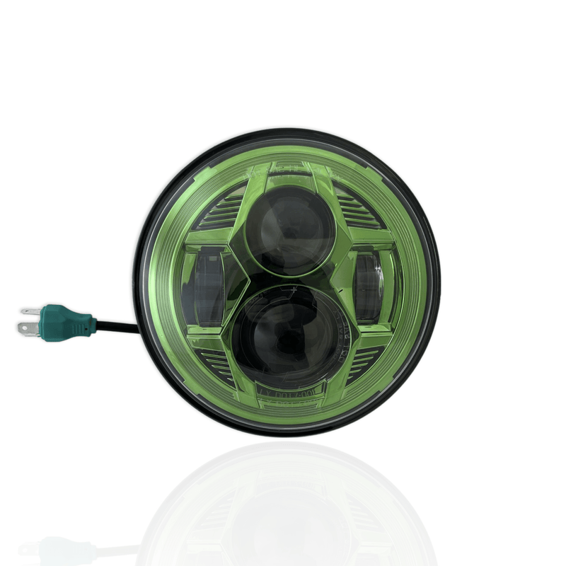 LED Headlight 7 inch Green with projector for Jeep Wrangler - BPS Lighting