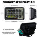 4 x 6 LED Conversion Headlights Dot Approved High Low Beam H4 Wiring Harness 2PCS 45W