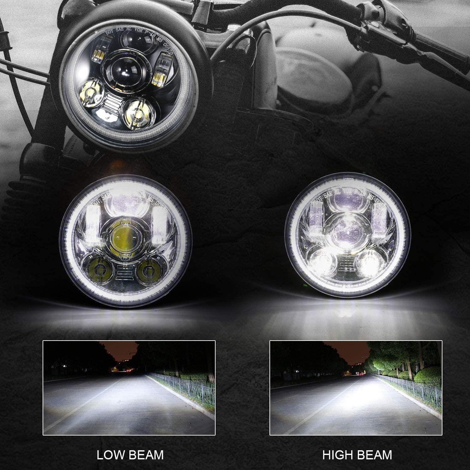 E24 E-Nummer 5,75 Zoll 84W LED Scheinwerfer Hi/Lo Beam für Harley Indian  Triumph